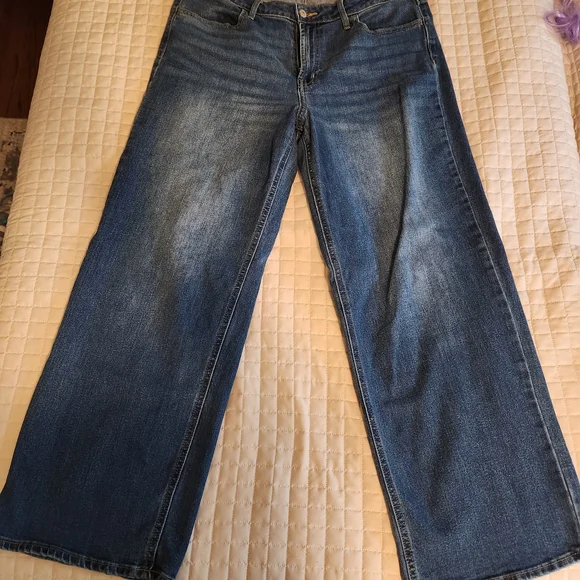 Old Navy High-Rise Wide Leg Jeans - Blue, 14 Short - Picture 1 of 2